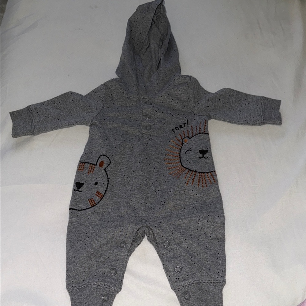 Carter's Gray Animal Print Hooded Footie